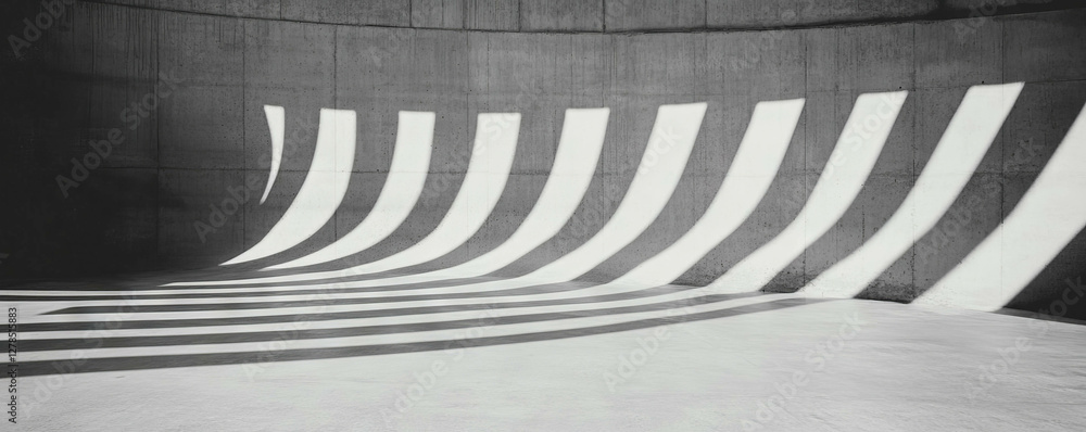 Poster Abstract design of rounded intersecting ribs on concrete surface with shadows