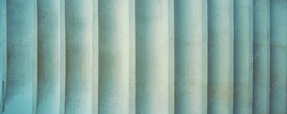 Poster abstract architectural texture of rounded vertical concrete ribs for design and decoration