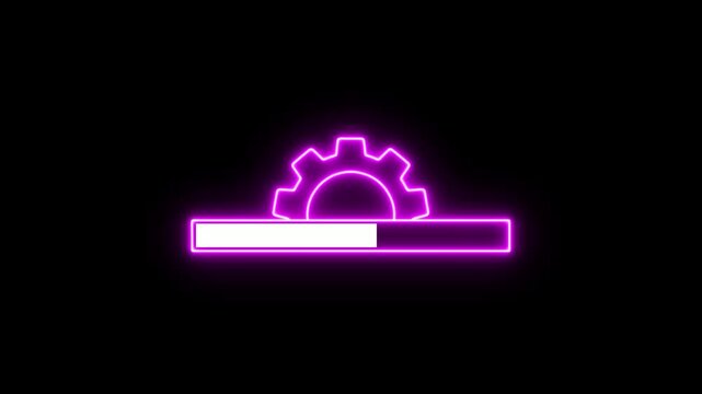 Neon operating system upgrade concept, software updating and process , update modern functions, Setting updating icon animation