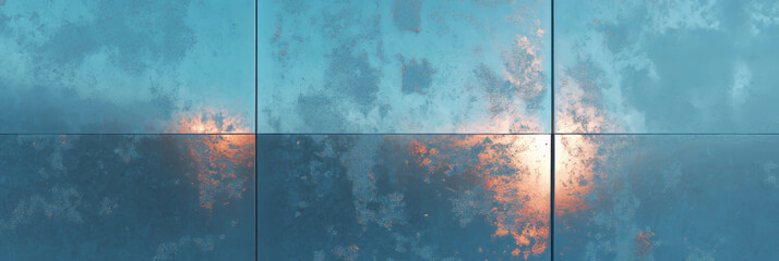 Sapphire and silver metallic wall texture with reflective surface for modern design