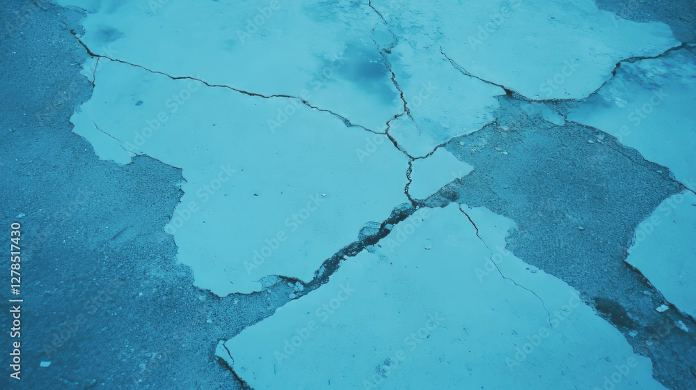Aufkleber weathered concrete surface with cracks and blue tones for background design