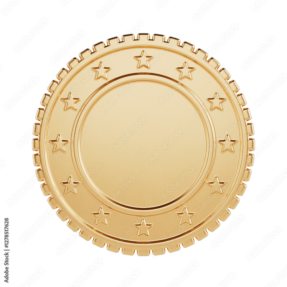Poster golden mockup coin with empty space for your design. 3d rendering