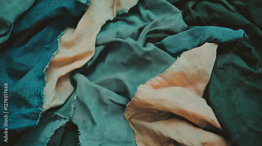 Aufkleber rustic frayed fabric textures in earthy tones for creative design projects