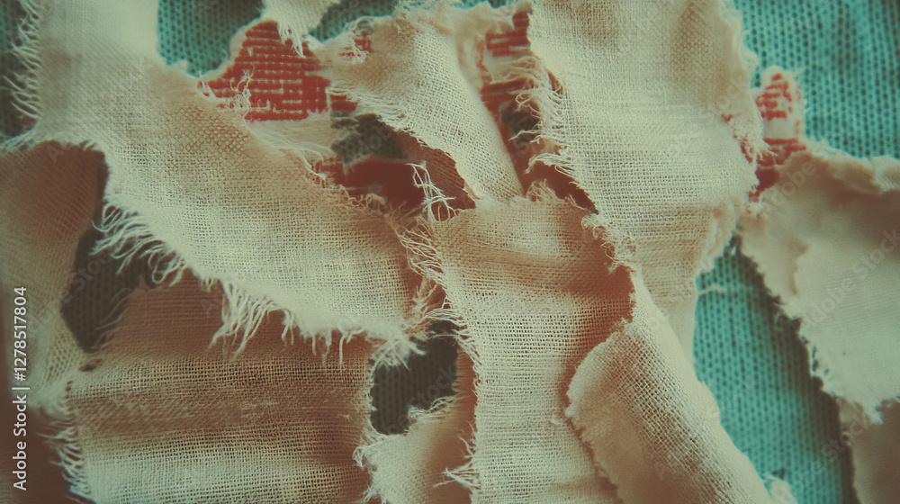 Poster worn fabric texture with frayed edges for vintage and rustic design
