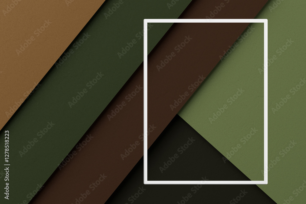 Poster Stack of Color Paper or Fabric Texture Diagonal Abstract Presentation Background with Empty Photo Frame for Banner or Your Design. 3d Rendering