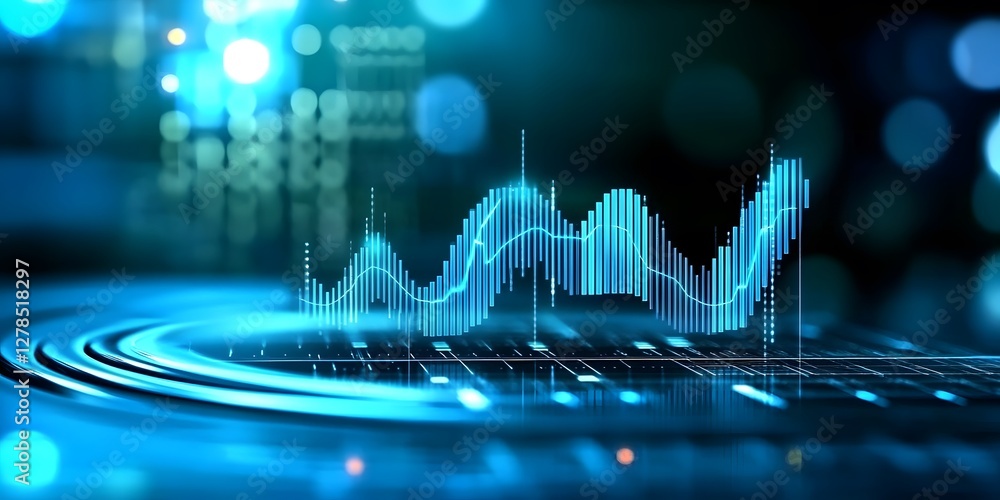 Poster dynamic business finance growth analysis digital environment infographic style data visualization