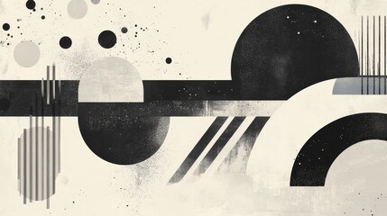 Obraz premium Abstract black and white geometric shapes on textured background