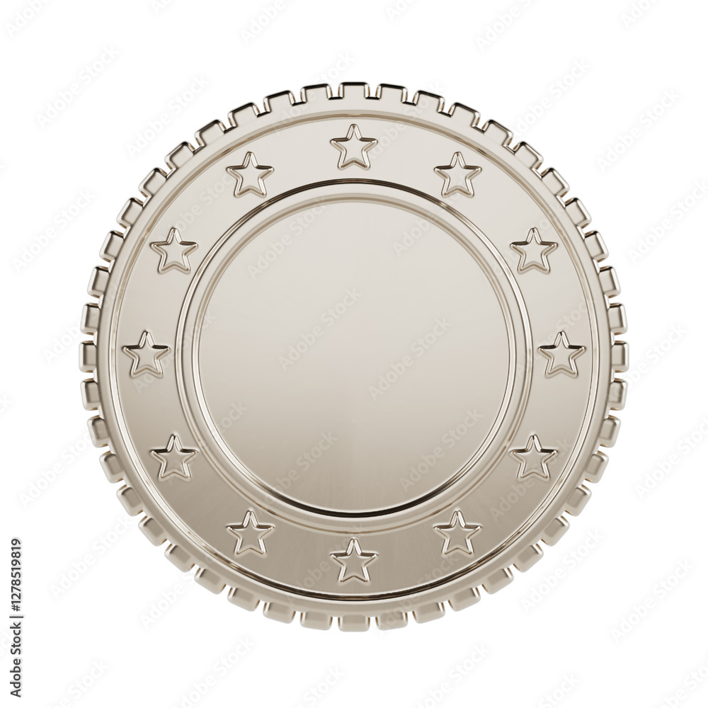 Poster platinum mockup coin with empty space for your design. 3d rendering