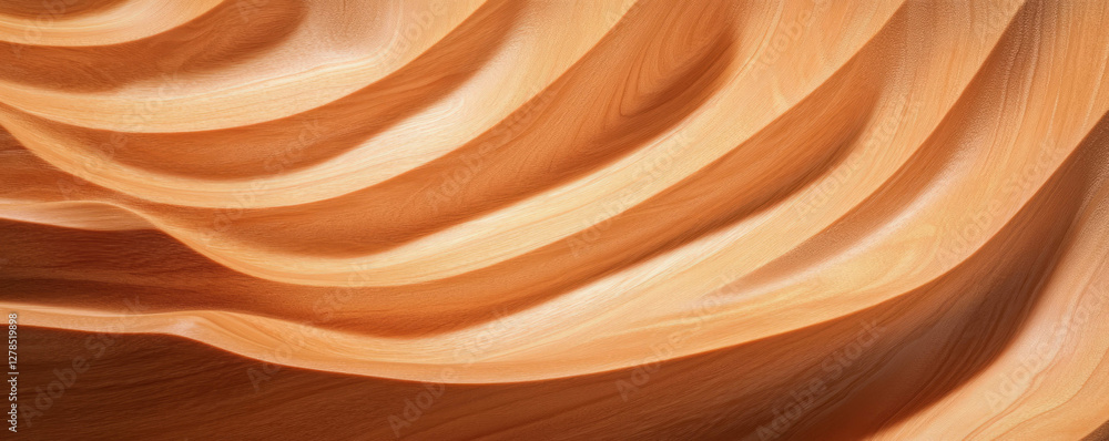 Poster texture of curved wooden ribs with subtle grain patterns for interior design
