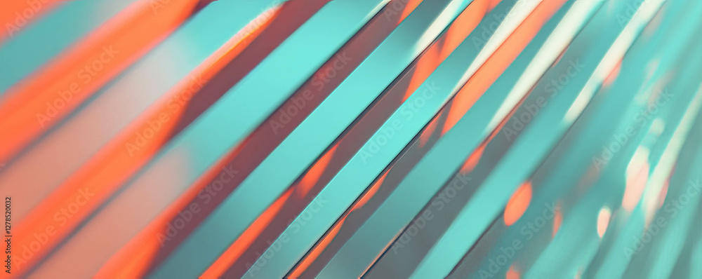 Poster abstract pattern of sharp angled metal ribs with bright colors for modern design