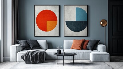 Modern Living Room with Abstract Art and Stylish Furniture Design
