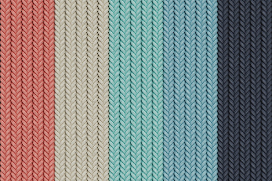 Colorful Wool Knitted Texture Background, tricot pattern in Pastel Colors. 3d Rendering
