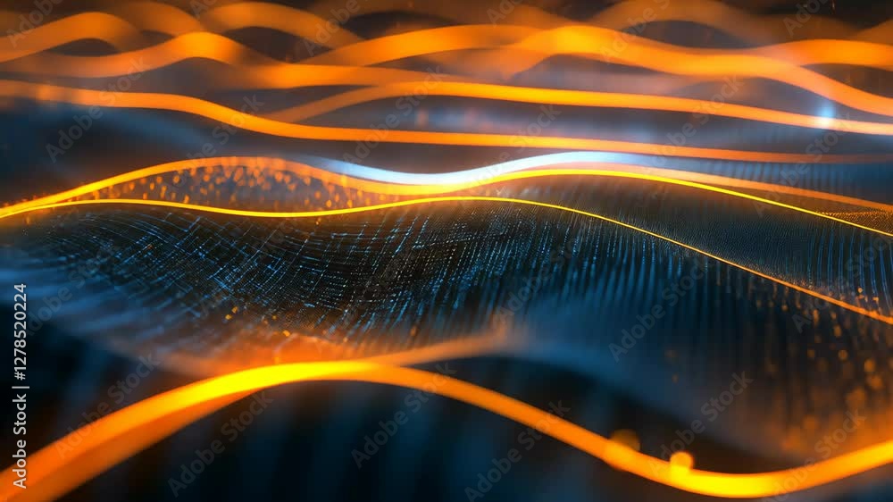 Poster colorful waves of light create an abstract representation of energy in a digital environment influen