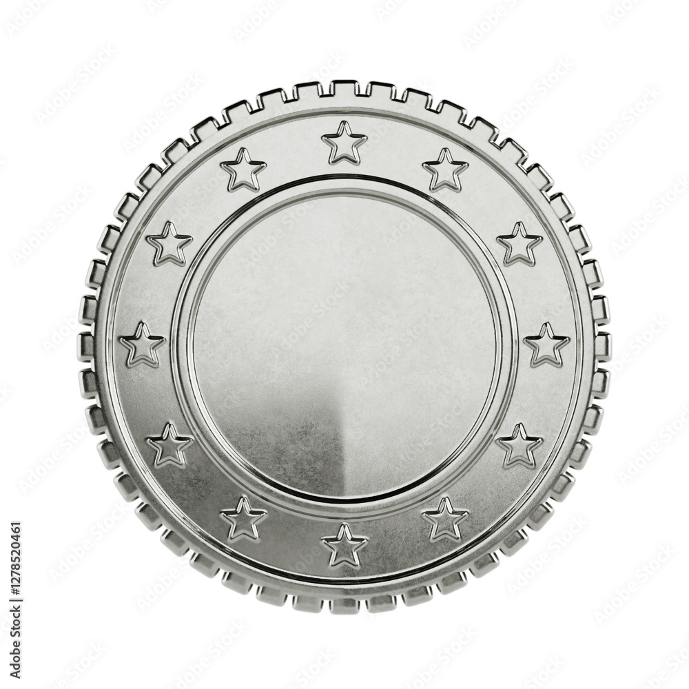Aufkleber Silver Mockup Coin with Empty Space for Your Design. 3d Rendering