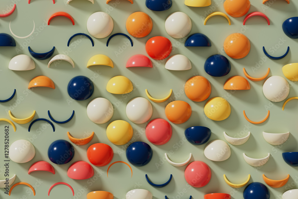 Aufkleber abstract colorful circles sphere background. 3d rendering