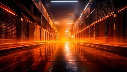 Bold neon orange futuristic lighting effect, dynamic and high-tech