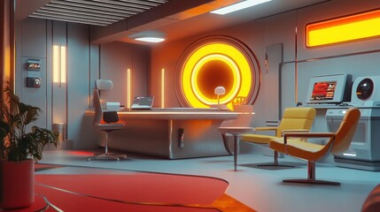 Retro Futuristic Office Interior Design