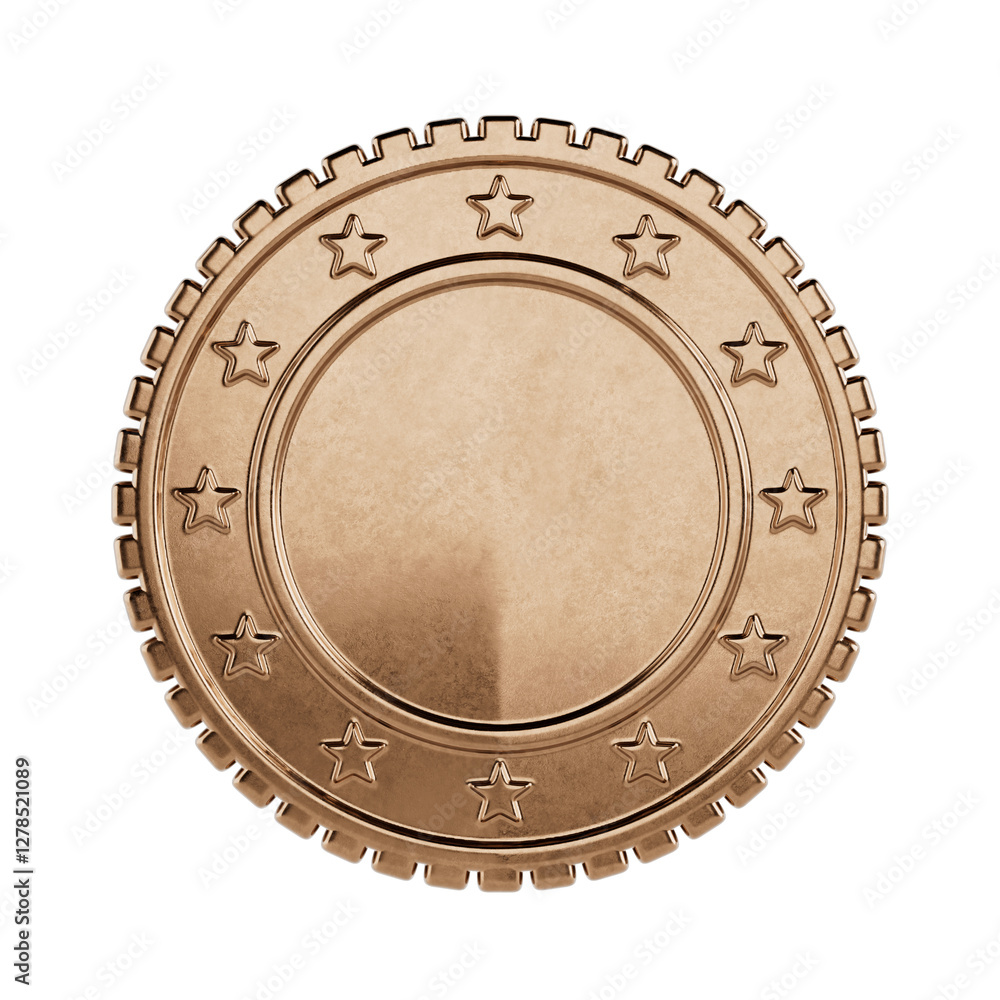 Aufkleber Bronze Mockup Coin with Empty Space for Your Design. 3d Rendering