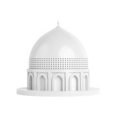White Islamic Mosque and Minaret Building Model Icon. 3d Rendering