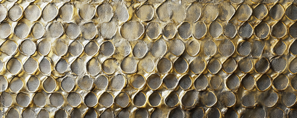 Poster abstract pattern of small plastic mesh on smooth wall surface