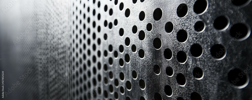 Poster Abstract pattern of small plastic mesh on smooth wall surface