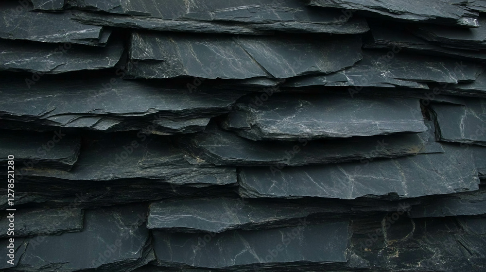Poster Elegant texture of smooth black slate with subtle grey patterns for interior design and crafts
