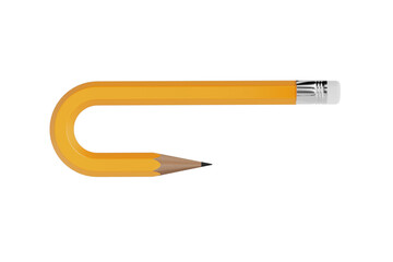 Creative Idea, and Imagination Concept. Yellow Bended Pencil. 3d Rendering