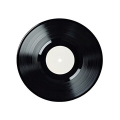 Vinyl record with white label isolated on transparent background,