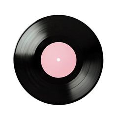 Obraz premium Vinyl record with white label isolated on transparent background,