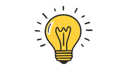 A simple doodle of a yellow lightbulb drawn in black marker on a white background

