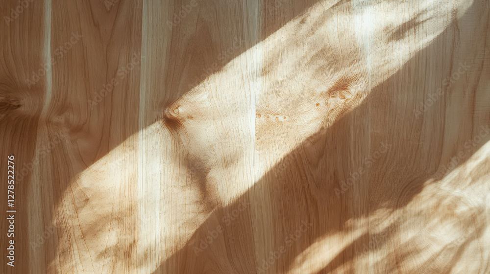 Poster natural smooth maple hardwood texture with sunlit patterns for interior design