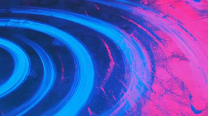 Abstract neon spiral texture with blue and pink light effects