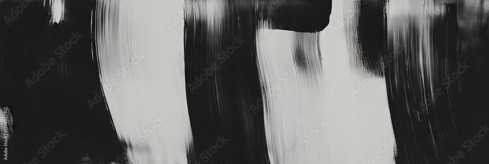 Poster abstract texture of smooth black and white paint with dynamic brushstrokes