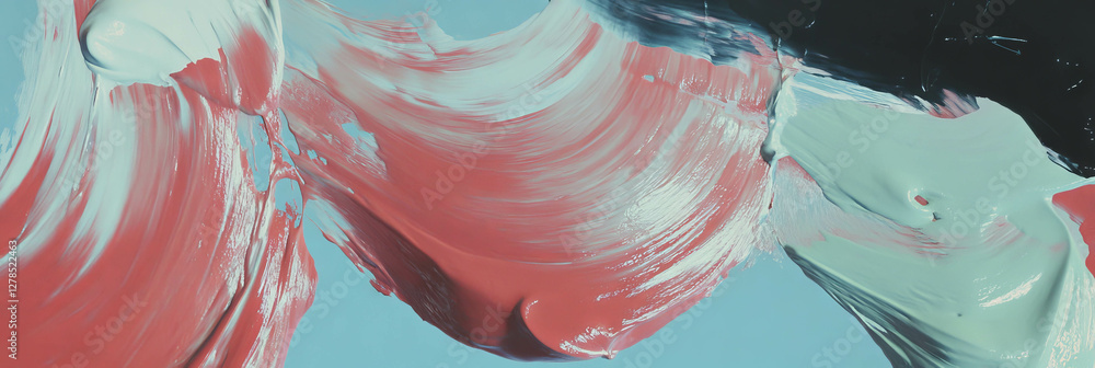 Poster abstract fluid art with soft brush strokes on vibrant background