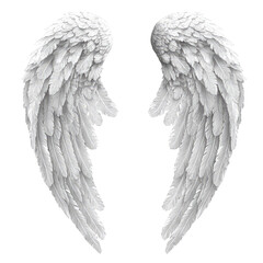 White angel wings isolated on a Transparent background,