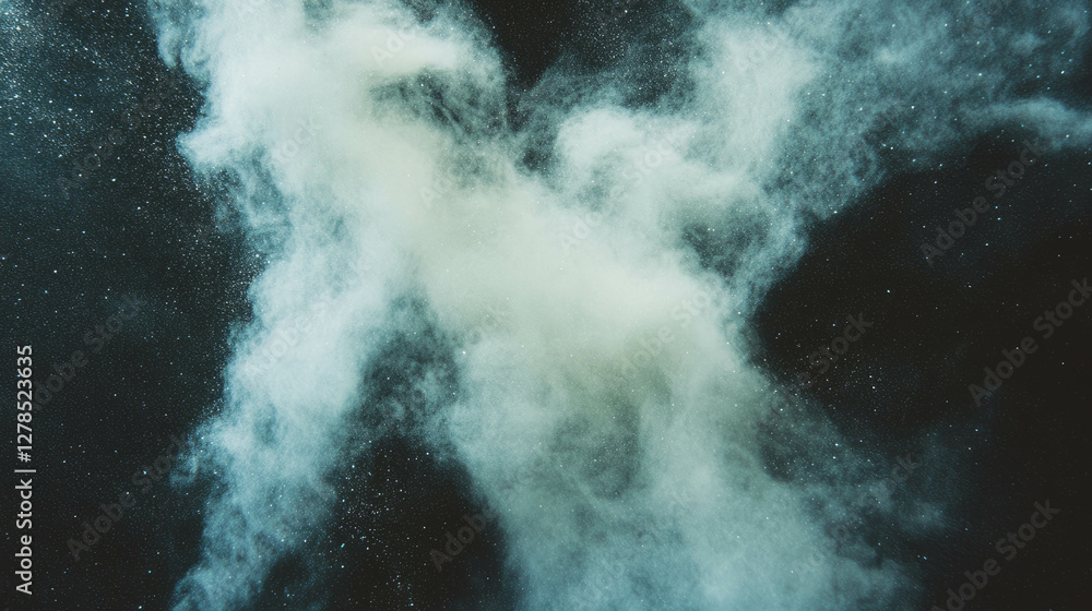 Aufkleber abstract soot and dust particle cloud on black textured wall background