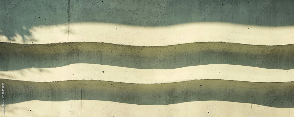 Poster Abstract texture with horizontal ribs and wave pattern in concrete surface