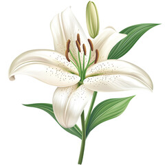 Obraz premium White lily flower isolated on a Transparent background,