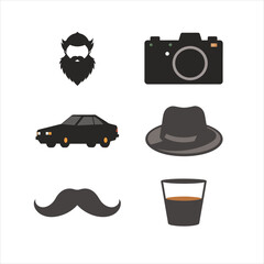 Father's Day Elements Silhouette Vector Bundle on white background