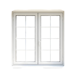 Obraz premium Clean White Window Frame Isolated on Black Background for Architectural Design