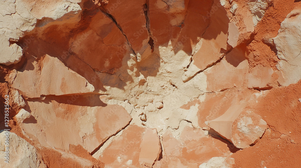 Poster sun-baked clay wall texture with cracks for design and art projects