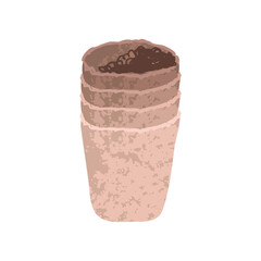 Vector Colorful Illustration of Biodegradable Pots Isolated on White Background