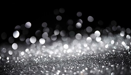 abstract bokeh silver light glitter on black background silver glitter lights on black background glitter defocused blurred sparkle magic background wallpaper designer background card