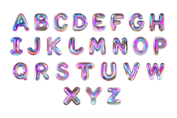 Rainbow Pearlescent Holographic Balloon Alphabet Letters with Glossy Pearl Effect