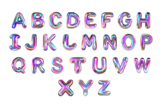 Rainbow Pearlescent Holographic Balloon Alphabet Letters with Glossy Pearl Effect