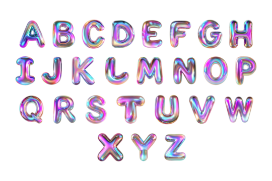 Rainbow Pearlescent Holographic Balloon Alphabet Letters with Glossy Pearl Effect
