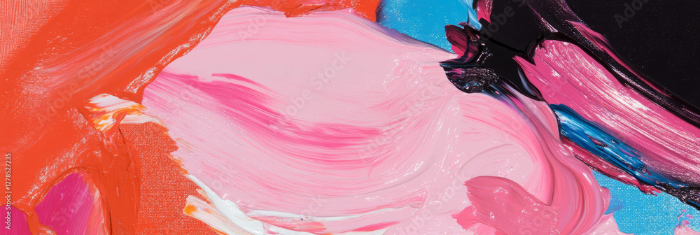Poster vivid abstract art with impasto technique showcasing colorful texture