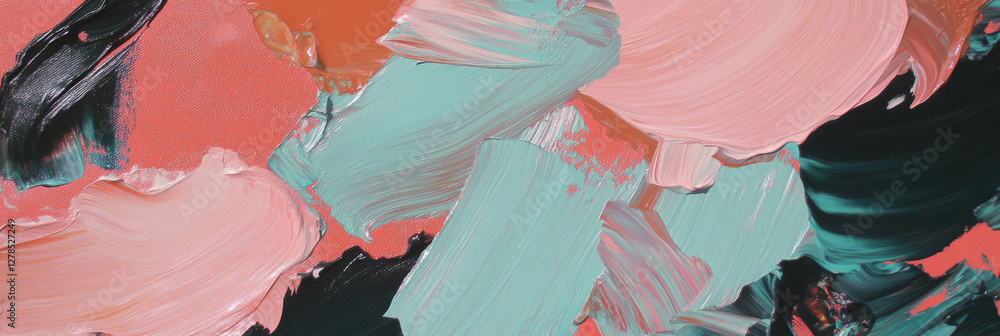 Poster abstract textured paint with layered palette knife strokes