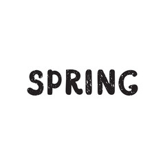 Vector Black Hand Drawn Lettering - Spring Isolated on White Background
