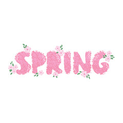Vector Colorful Textured Hand Drawn Lettering - Spring Isolated on White Background